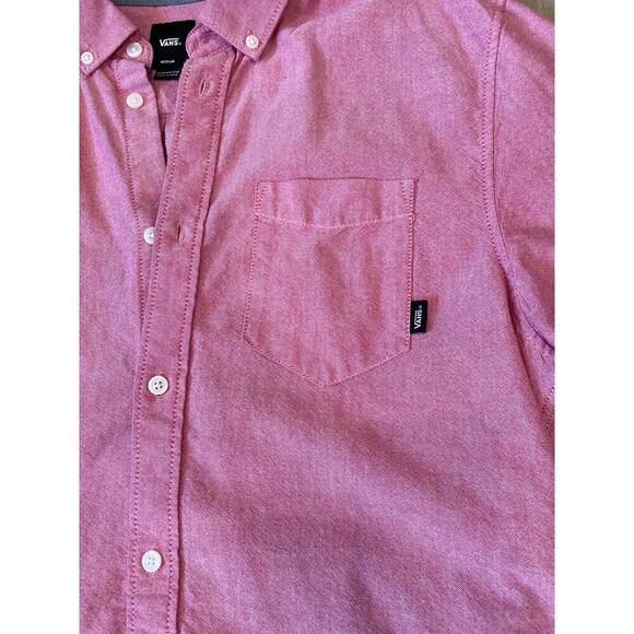 Vans Men’s Collared Short-sleeved Button Up Red Shirt. Size medium. - Picture 4 of 7